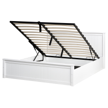 Ottoman Bed LAMBRES Pine Wood White 160 x 200 cm (EU King Size)