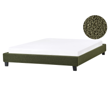 Bed without Headboard Boucle ROANNE 160 x 200 cm (EU King Size) Dark Green