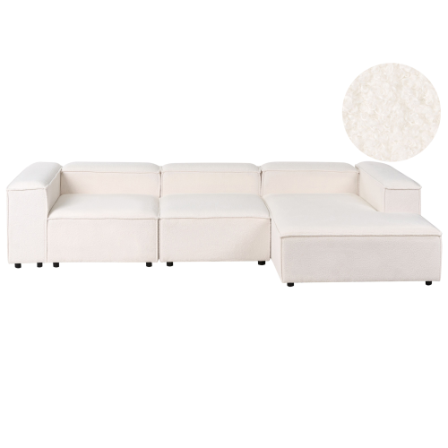 Beliani Modular Corner Sofa 4 Seater ARDAL Boucle Off-White Left Hand