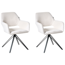 Set of 2 Dining Chairs CINEY Fabric Off-White