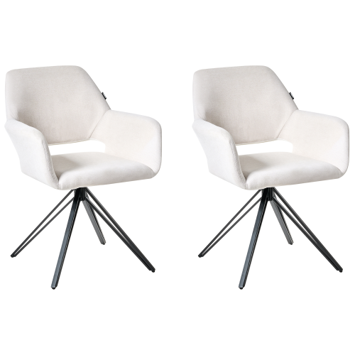 Beliani Set of 2 Dining Chairs CINEY Fabric Light Beige