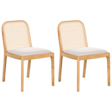 Set of 2 Dining Chairs EDINA Fabric Light Brown/ Beige