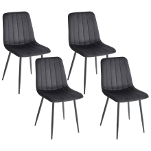 Set of 4 Dining Chairs KALISPELL Velvet Black