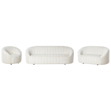 Living Room Set 6 Seater MALUNG Velvet Off-White