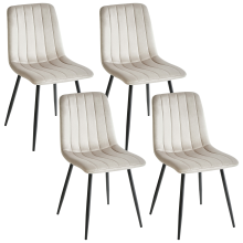 Set of 4 Dining Chairs KALISPELL Velvet Beige