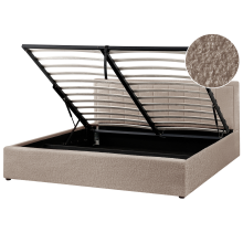 Ottoman Bed MONTLAUR Boucle Taupe 180 x 200 cm (EU Super King)