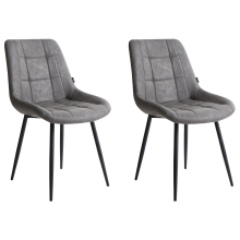 Set of 2 Dining Chairs MELROSE Faux Leather Grey