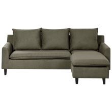 Corner Sofa 3 Seater ELVENES Velvet Dark Green Left Hand