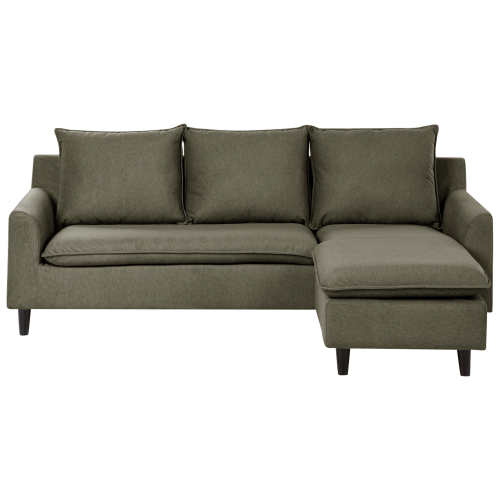 Beliani Corner Sofa ELVENES Velvet Dark Green Left Hand