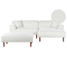 Corner Sofa 3 Seater HOLT with Ottoman Boucle White Left Hand