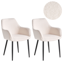 Set of 2 Dining Chairs ALDEN Boucle White