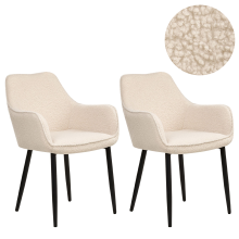 Set of 2 Dining Chairs ALDEN Boucle Light Beige