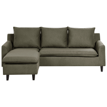 Corner Sofa 3 Seater ELVENES Velvet Dark Green Right Hand
