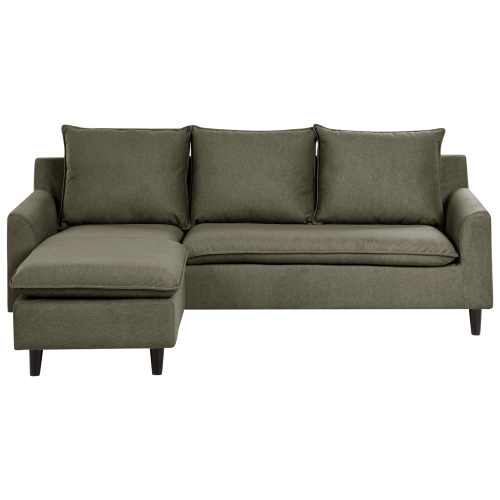 Beliani Corner Sofa ELVENES Velvet Dark Green Right Hand