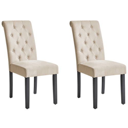 Beliani Set of 2 Dining Chairs VELVA Fabric Light Beige