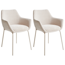 Set of 2 Dining Chairs BOWDON Chenille Light Beige
