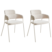 Set of 2 Dining Chairs PAONIA Chenille Light Beige