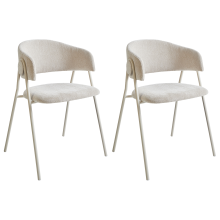 Set of 2 Dining Chairs ALANSON Chenille Light Beige