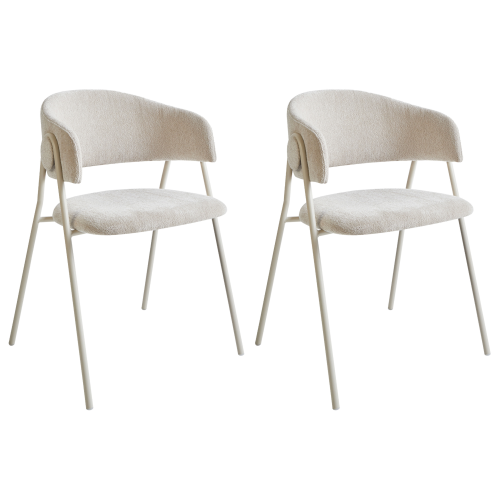 Beliani Set of 2 Dining Chairs ALANSON Chenille Light Beige