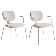 Set of 2 Dining Chairs CARILLE Chenille Light Beige