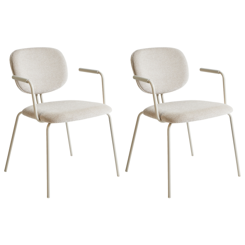 Beliani Set of 2 Dining Chairs CARILLE Chenille Light Beige