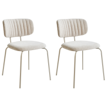 Set of 2 Dining Chairs IRINS Chenille Light Beige
