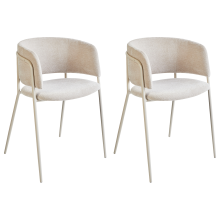 Set of 2 Dining Chairs SPRINGER Chenille Light Beige