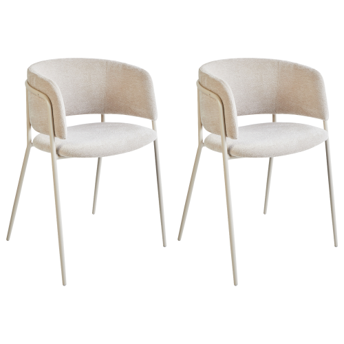 Beliani Set of 2 Dining Chairs SPRINGER Chenille Light Beige