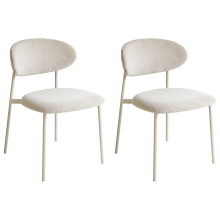 Set of 2 Dining Chairs COWLEY Chenille Light Beige
