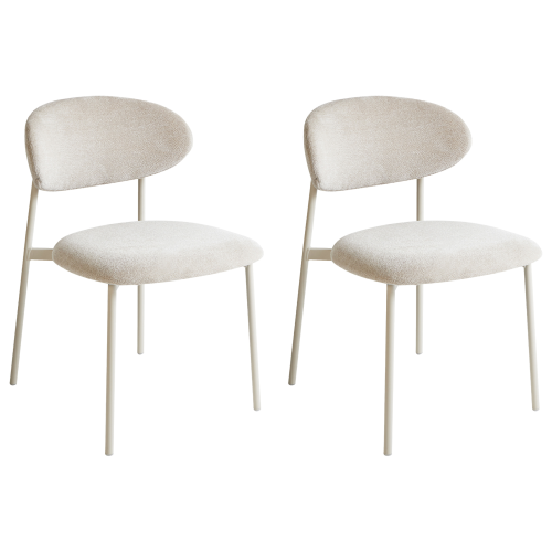 Beliani Set of 2 Dining Chairs COWLEY Chenille Light Beige