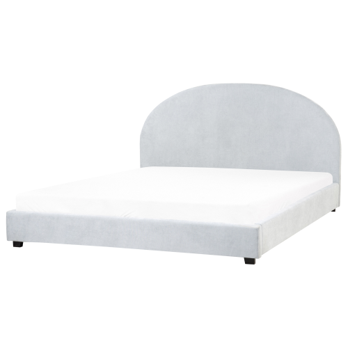 Beliani Bed Chenille VAUCLUSE 180 x 200 cm (EU Super King) Light Blue