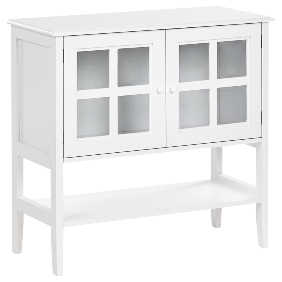 Beliani Glass Display Sideboard With Shelf Inlet 80 Cm White