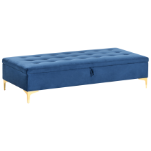 Storage Ottoman ABERDEEN Velvet Navy Blue
