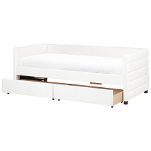 Daybed with Storage MARRAY Velvet Off-White 90 x 200 cm (EU Single)