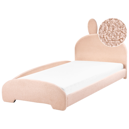 Beliani Kids Bed Rabbit Boucle PERROS 90 x 200 cm (EU Single) Beige