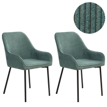Set of 2 Dining Chairs LOVERNA Corduroy Green