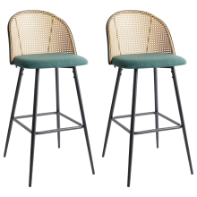 Set of 2 Bar Chairs CORNELL Metal Green