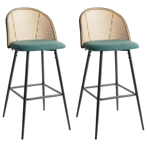 Beliani Set of 2 Bar Chairs CORNELL Metal Green