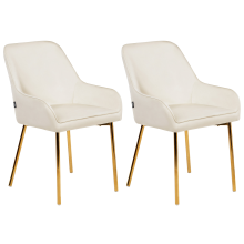 Set of 2 Dining Chairs LOVERNA Velvet Off-White