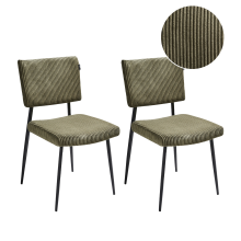 Set of 2 Dining Chairs STURGIS Corduroy Olive Green