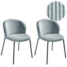 Set of 2 Dining Chairs MILES Corduroy Light Blue