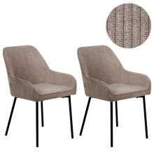 Set of 2 Dining Chairs LOVERNA Corduroy Beige