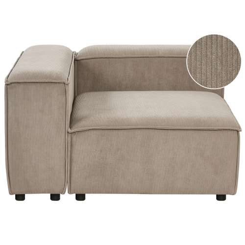 Beliani Corner Seat ARDAL Corduroy Light Brown Right Hand