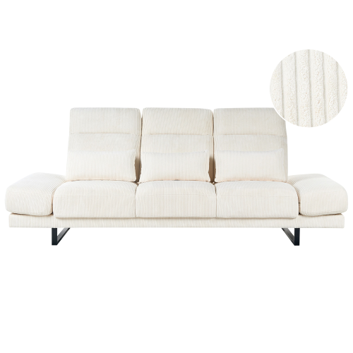 Beliani Sofa 3 Seater IKAST Corduroy Light Beige