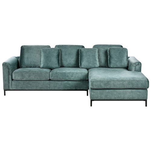 Beliani Corner Sofa OSLO Velvet Teal Left Hand