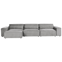 Modular Sofa 3 Seater HELLNAR Grey Fabric with Ottoman