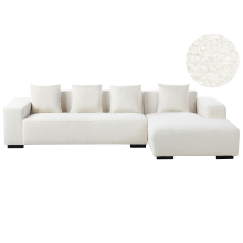 Corner Sofa 4 Seater LUNGO Boucle White Left Hand