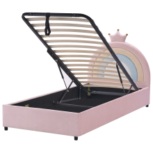 Kids Ottoman Bed GRISETOT Velvet Pink 90 x 200 cm (EU Single)