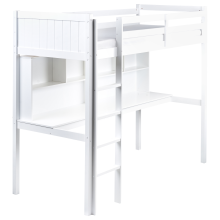 High Sleeper Bed with Desk Pine Wood FOUCAMONT 90 x 200 cm (EU Single) White