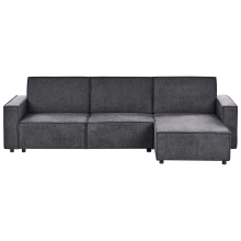 Corner Sofa Bed 3 Seater ROMEDAL II Fabric Graphite Grey Left Hand